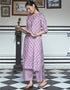 classy purple pure maslin all season designer pure maslin heavy digital print purple kurti & bottom straight design pant uc-aayaa7003 Close-up View